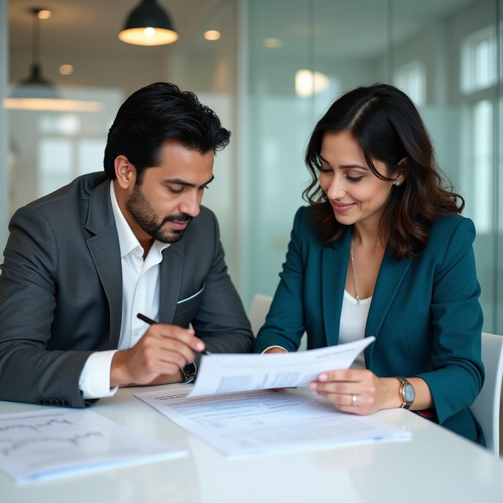 Educational team discussing financial literacy concepts in a modern workspace